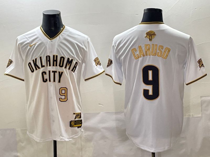 Men 2025 Oklahoma City Thunder #9 Caruso White Gold Nike Joint Name NBA Jersey style 24->->NBA Jersey